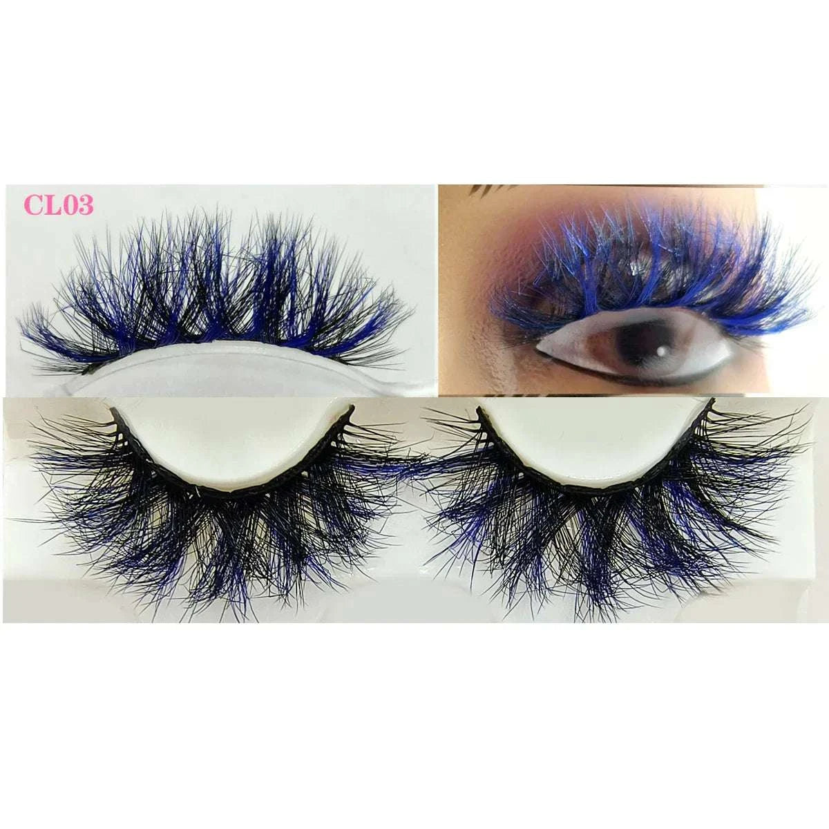 7 pairs of colorful volume fake eyelashes with mink material for glamorous looks.