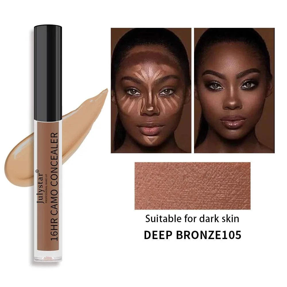 6 colors liquid concealer for dark circles and freckle coverage, moisturizing and oil control, before and after application.