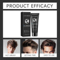 Men Hair Styling Gel tube and box with model, strong hold, long-lasting styling.