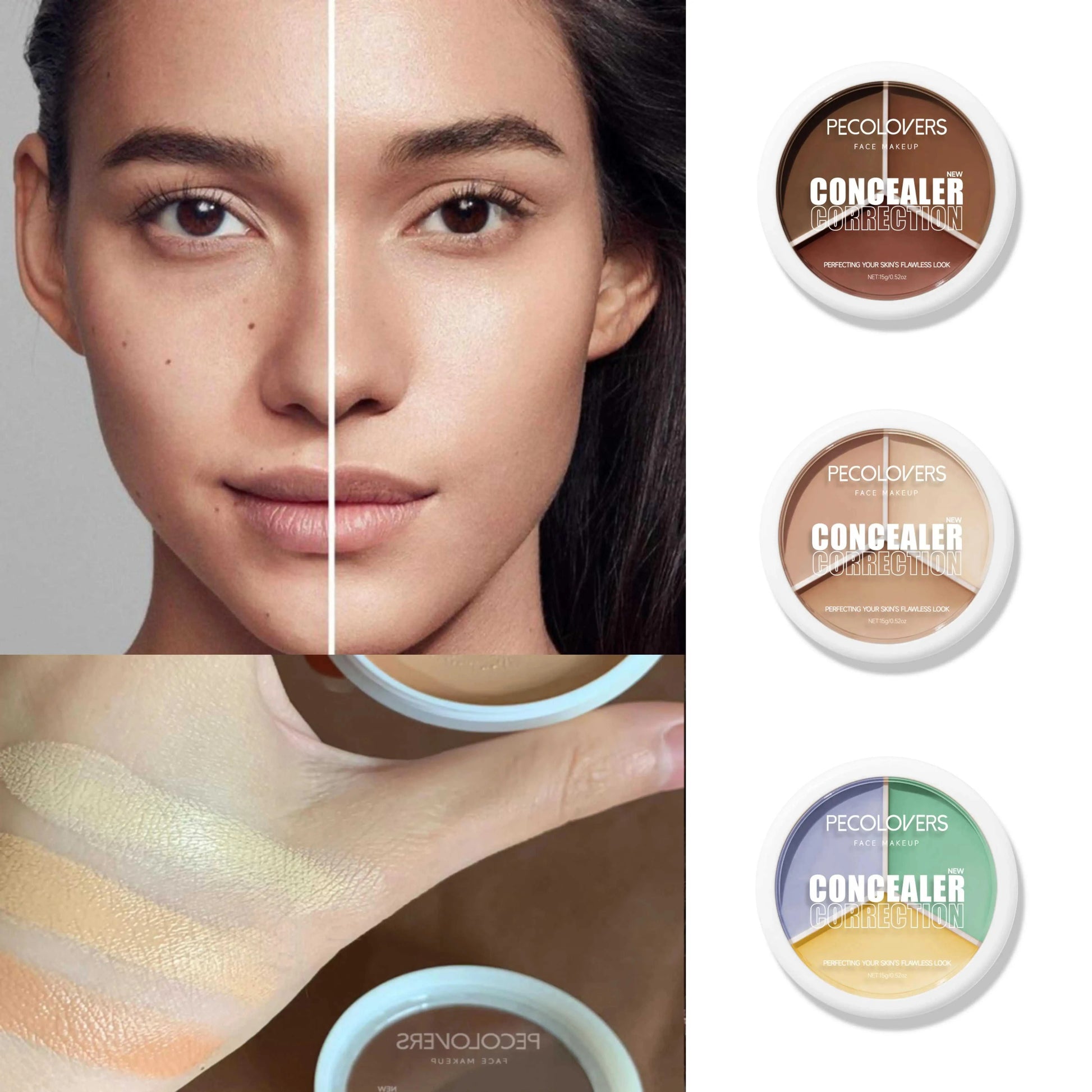 Triple-Finish Concealer Cream for smooth, radiant skin; perfect for highlighting and contouring all skin tones.