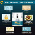 Unisex anti-aging 8% HA Collagen face cream, moisturizes, lifts, and firms skin.