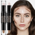 Makeup Base Foundation Cream with contouring and highlighting application.