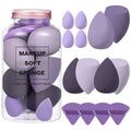 12/14 Piece Makeup Sponge Set with storage bottle, various pink cosmetic sponges on a light pink background.