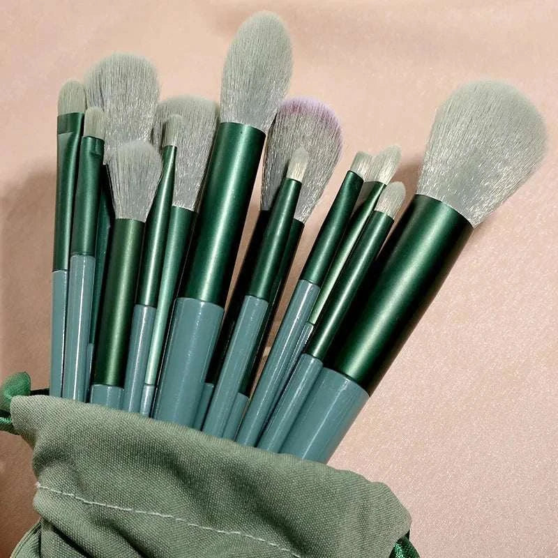 13-piece makeup brushes set for flawless beauty application, featuring versatile tools for foundation, blush, powder, and eyeshadow.