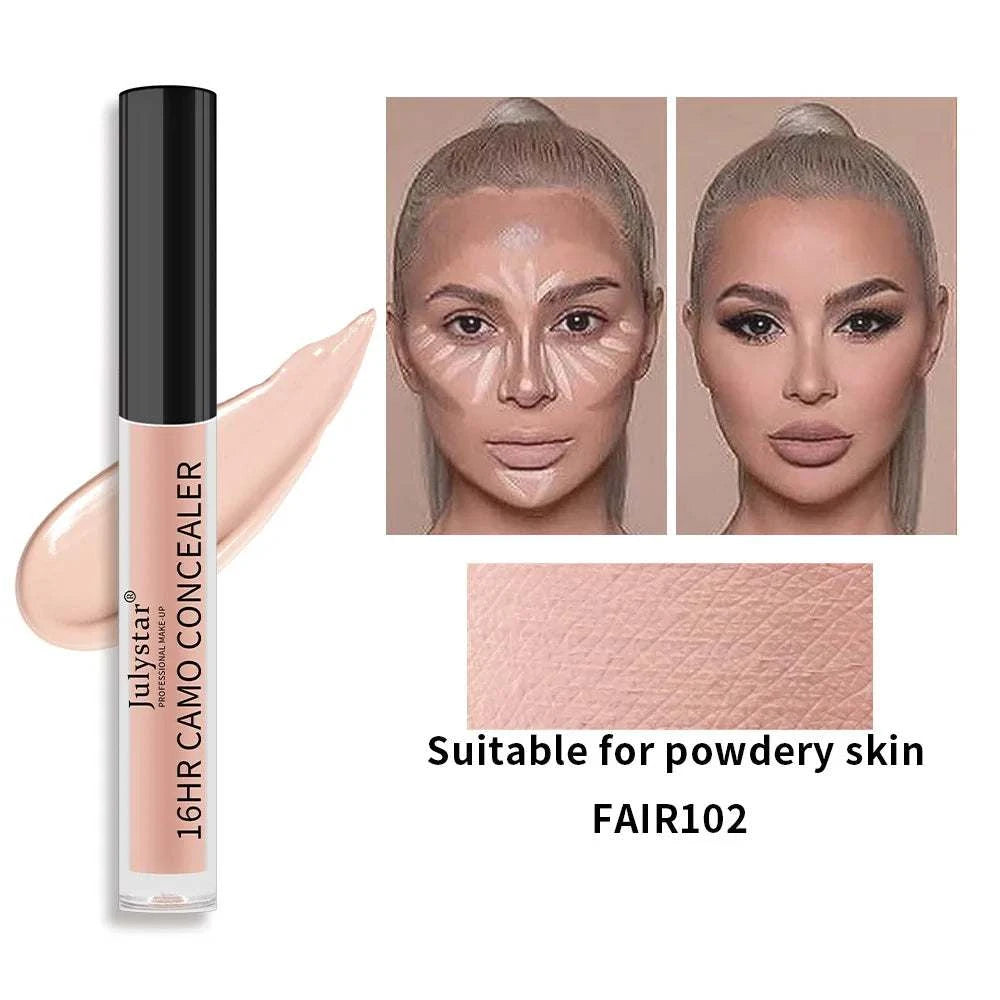 6 colors liquid concealer for dark circles and freckle coverage, moisturizing and oil control, before and after application.