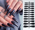 Y2K black gradient acrylic long press-on nails set, 24pcs for women's nail art.