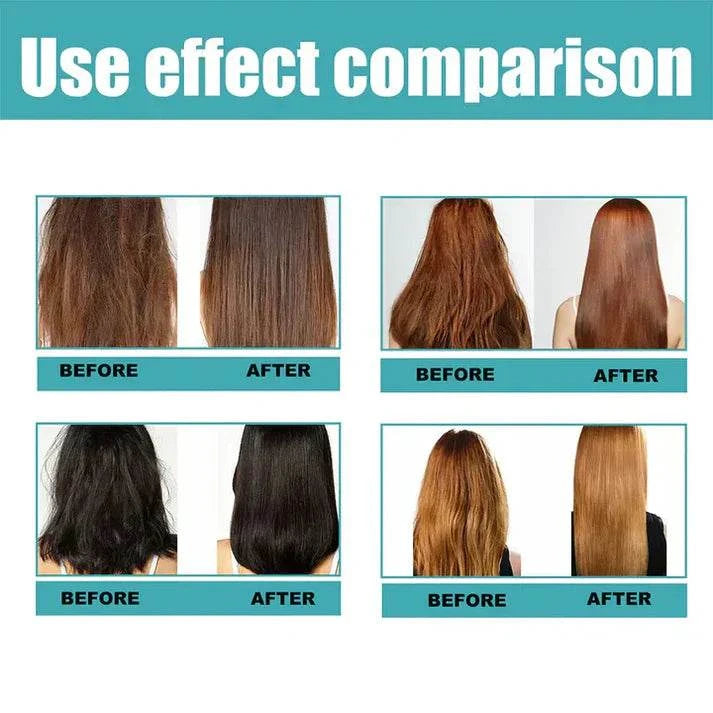 Before and after images showing the smoothing effect of Silk & Gloss Hair Straightening Cream on different hair types.