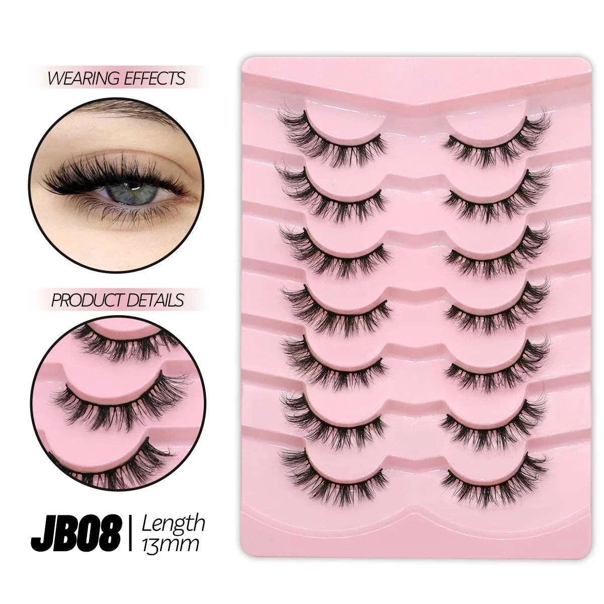 Mermaid Shop Half Lashes 5/7/10 Pairs Half Lashes Soft Natural Cat Eye Lashes Makeup Tool Fake Eyelashes Extension Fluffy Faux Cils - vividbella