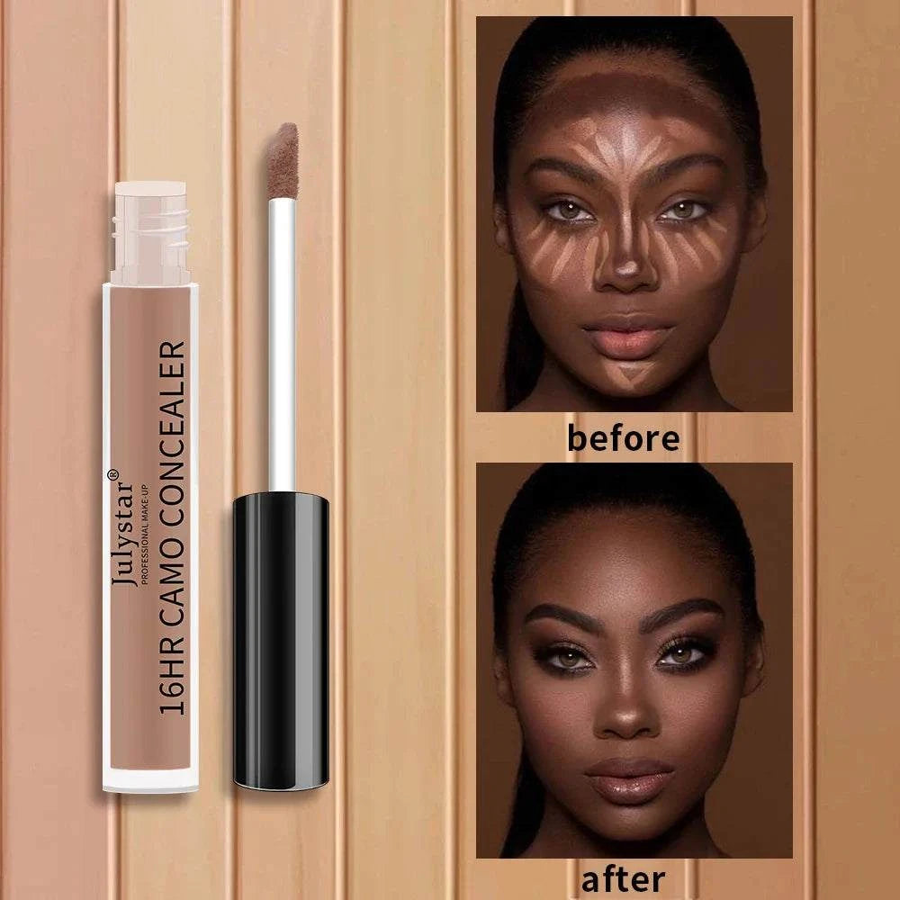 6 colors liquid concealer for dark circles and freckle coverage, moisturizing and oil control, before and after application.