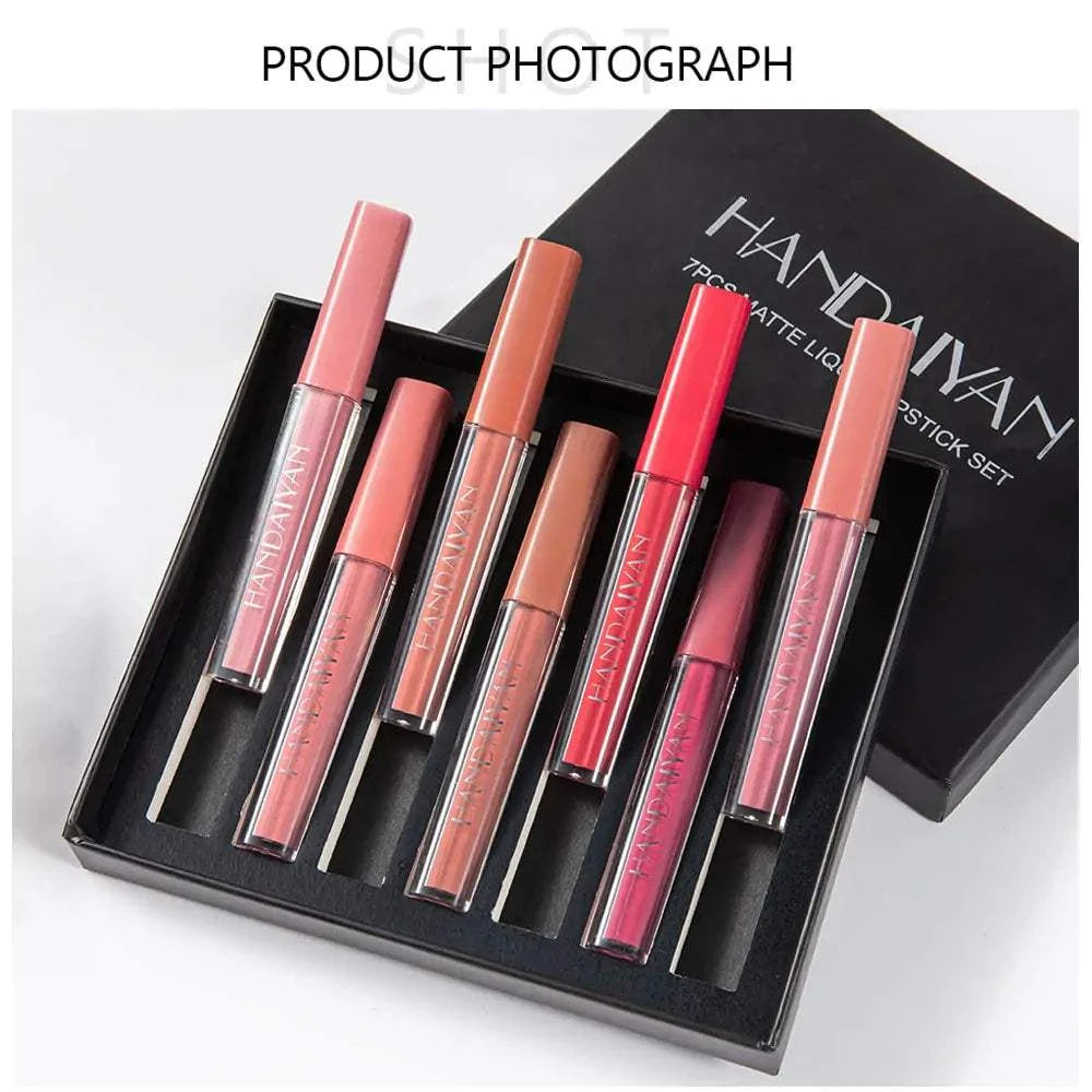 Liquid Lipstick Set with 6 Colors, Smooth Velvety Texture, Waterproof Formula.