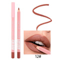 12 Color Matte Lipstick Lip Liner in shade 12# with packaging and swatch.