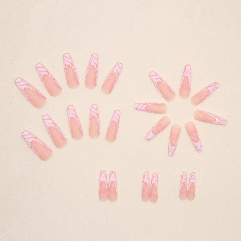 Heart Stripe Fake Nails - vividbella