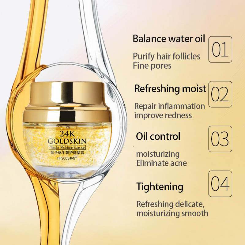 24K Gold Face Cream Dry Skin Care Whitening Snail Brightening - vividbella