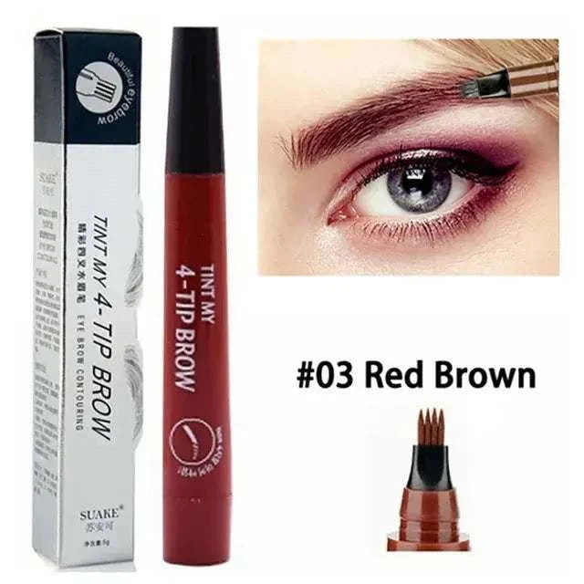 Waterproof Microblading Eyebrow Pen Set in Red Brown shade with fine-tipped applicator for precise, long-lasting brows.