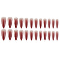 Foreign Trade Hot Selling Wearable Nail Sticker Elegant White Drop Shape Wine Red Gradient Fake Nail Patch Nails - vividbella