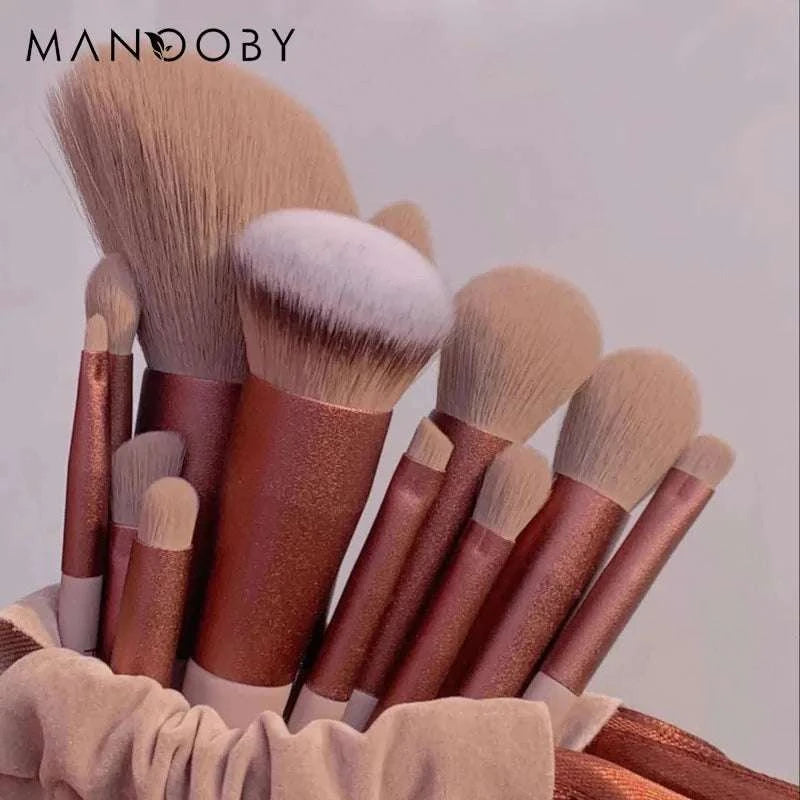 13-piece makeup brushes set for flawless beauty application, featuring versatile tools for foundation, blush, powder, and eyeshadow.