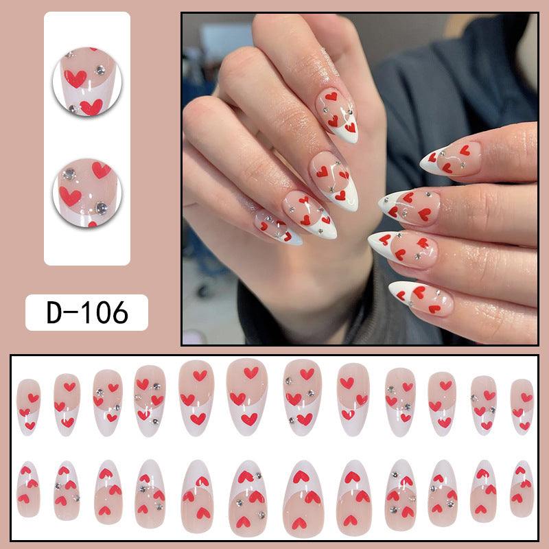 French Water Drop Manicure Rhinestones Wear Nails - vividbella