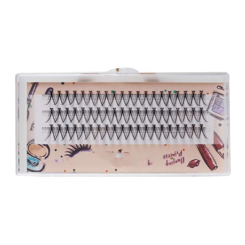 Self grafting section eyelashes in a box, made of artificial fiber, variety of lengths.