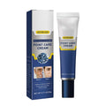 Men's anti-aging face cream tube and packaging in blue and yellow, 20g.