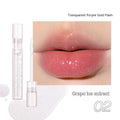 Transparent lip gloss with moisturizing effect, Uiss Star Frozen Crushed Ice Lip Oil, in Grape Ice Extract color, enhances natural complexion.