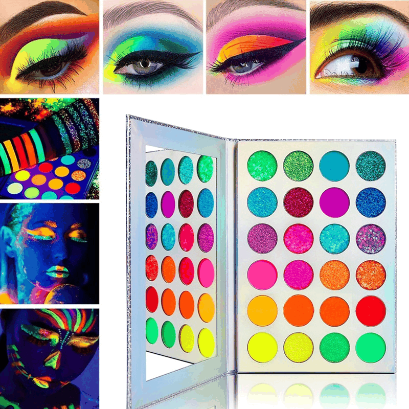 Shadoe-Gloe™ Eye Shadow Palette Glow-in-the-Dark Fluorescent Glitter Makeup Kit - vividbella