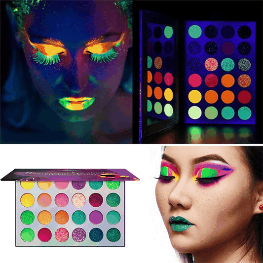 Shadoe-Gloe™ Eye Shadow Palette Glow-in-the-Dark Fluorescent Glitter Makeup Kit - vividbella