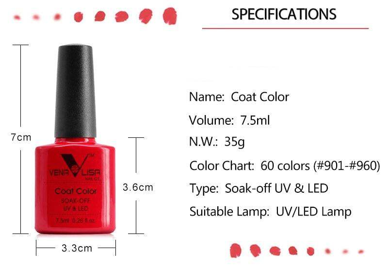 Nail Art Design Manicure 60Color 7.5Ml Soak Off Enamel Gel Polish UV Gel Nail Polish - vividbella