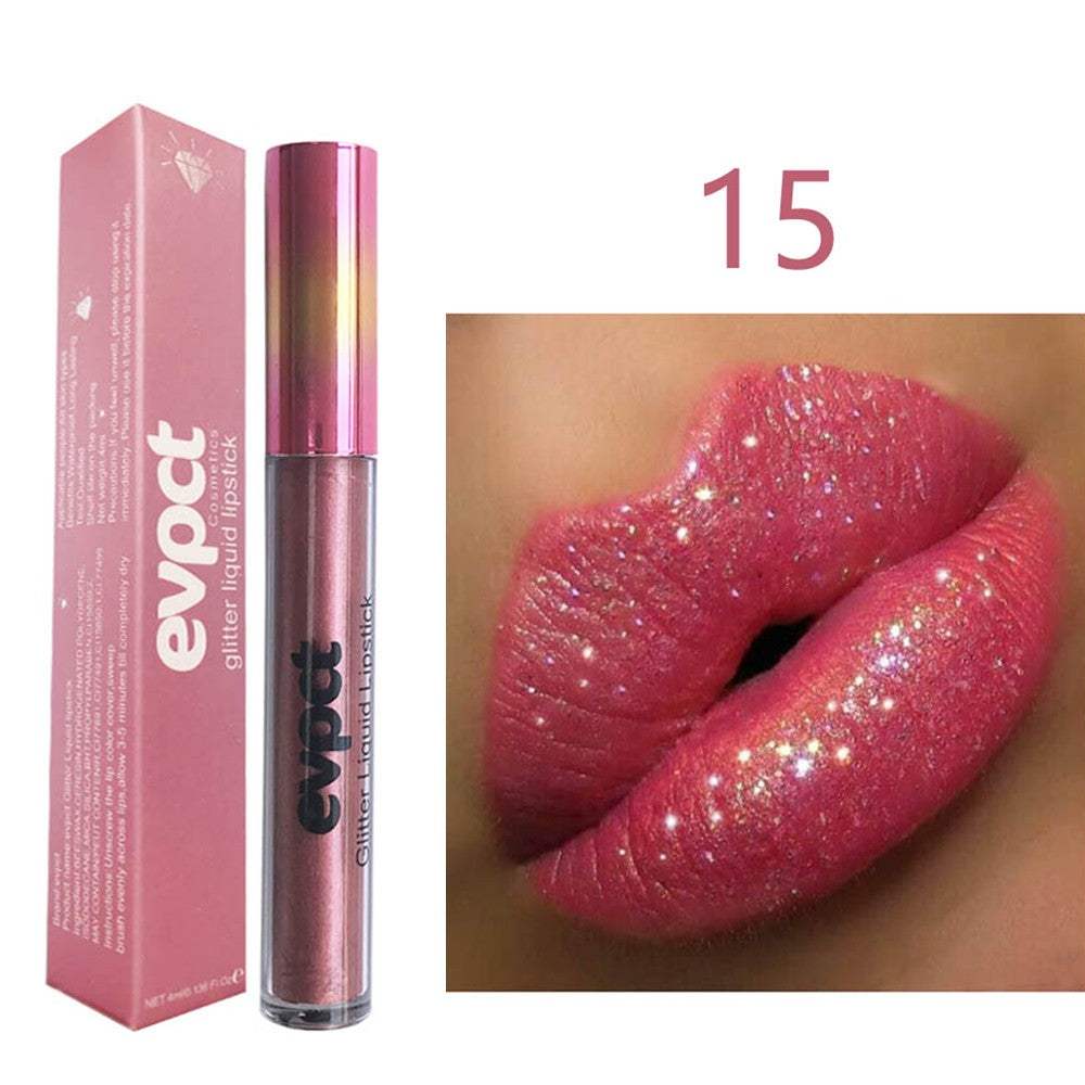 Sexy Shimmer Diamond Matte To Glitter Liquid Lipstick Long Lasting Waterproof Metallic Pearl Colour velvet Lipgloss Lip Makeup 15 - vividbella