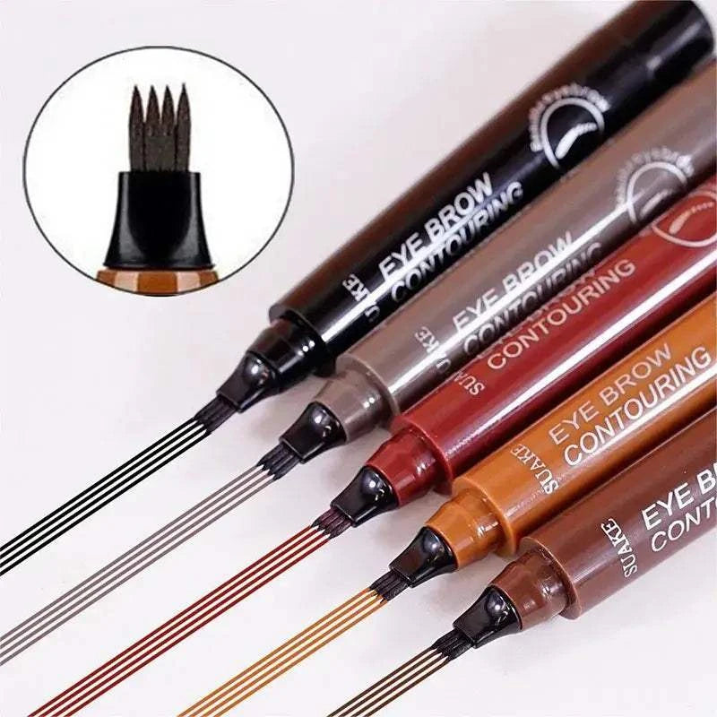 Waterproof Microblading Eyebrow Pen Set in five shades with fine-tipped applicators for precise, long-lasting brow definition.